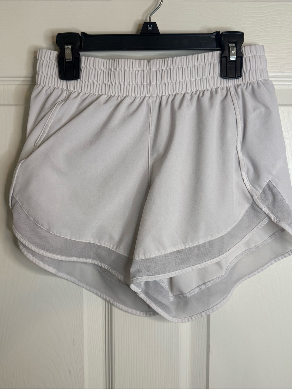 Athleta White Layered Running Shorts with Elastic Waistband